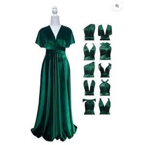 Multi style Velvet Green Maxi Dress